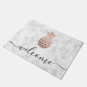 Elegant roos goud witte marmer ananas deurmat (Schuin)