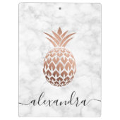Elegant roos goud witte marmer ananas klembord (Achterkant)