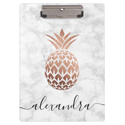 Elegant roos goud witte marmer ananas klembord (Voorkant)