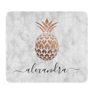 Elegant roos goud witte marmer ananas snijplank