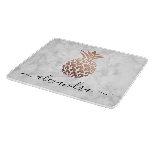 Elegant roos goud witte marmer ananas snijplank (Hoek)