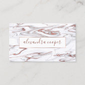 Elegant roos goud & witte marmer make-up & haar visitekaartje (Voorkant)
