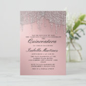 Elegant Roos Goud Zilver String Lights Quinceañera Kaart (Staand voorkant)