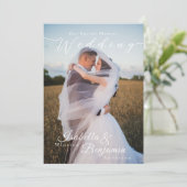 Elegant Roos Goud Zwart Bruiloft Foto Kaart (Staand voorkant)