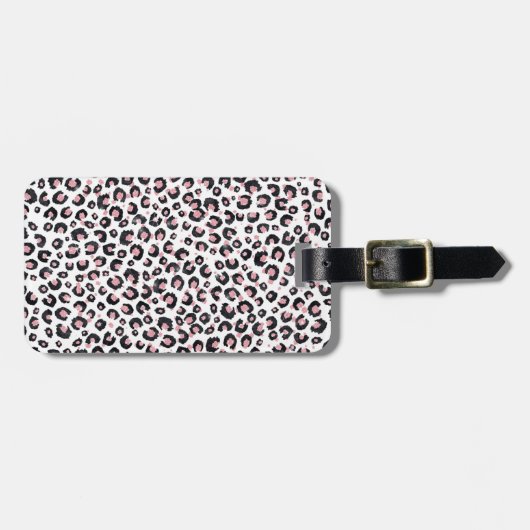 Elegant Roos Goud Zwart Luipaard Patroon Bagagelabel (Voorkant horizontaal)