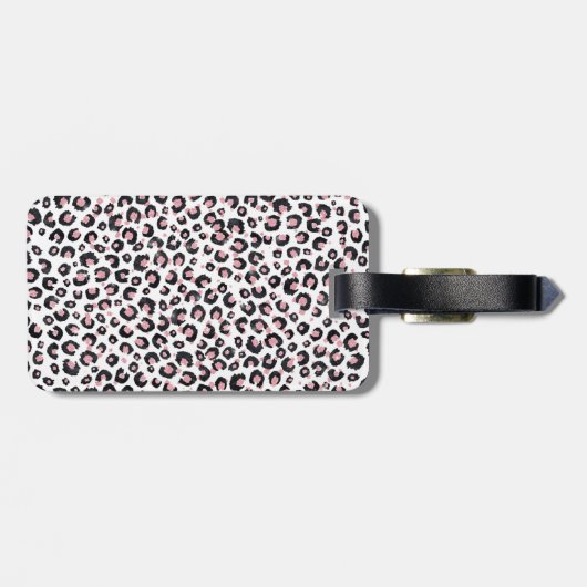 Elegant Roos Goud Zwart Luipaard Patroon Bagagelabel (Achterkant horizontaal)