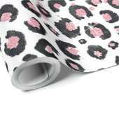 Elegant Roos Goud Zwart Luipaard Patroon Cadeaupapier (Rol Hoek)