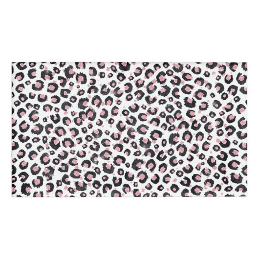 Elegant Roos Goud Zwart Luipaard Patroon Naambadge (Voorkant)