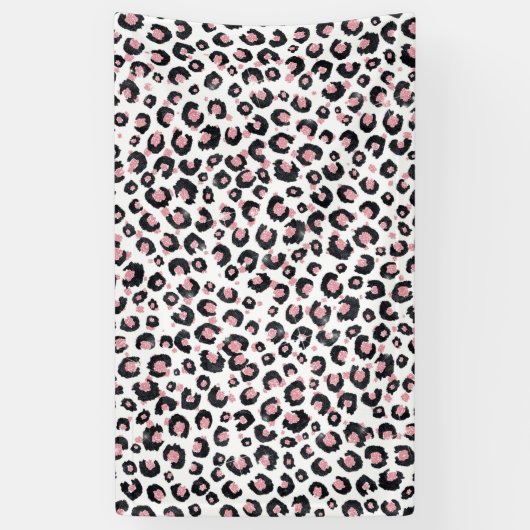 Elegant Roos Goud Zwart Luipaard Patroon Spandoek (Verticaal)