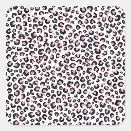 Elegant Roos Goud Zwart Luipaard Patroon Vierkante Sticker (Voorkant)