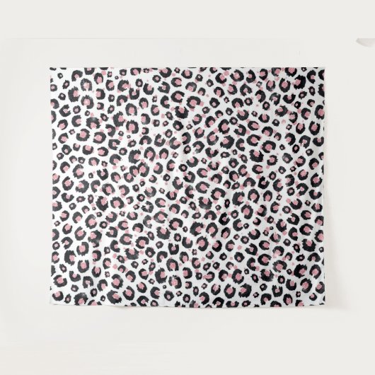 Elegant Roos Goud Zwart Luipaard Patroon Wandkleed (Voorkant (horizontaal))