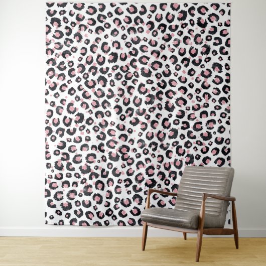 Elegant Roos Goud Zwart Luipaard Patroon Wandkleed (In situ)