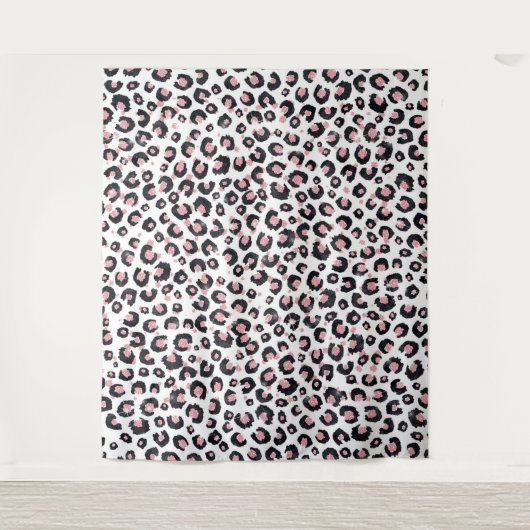 Elegant Roos Goud Zwart Luipaard Patroon Wandkleed (Voorkant)