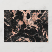 Elegant Roos Goud Zwart Marmer Bruiloft Details Informatiekaartje (Achterkant)