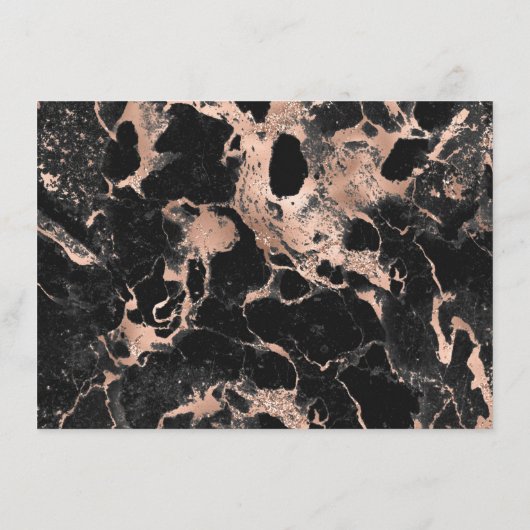 Elegant Roos Goud Zwart Marmer Bruiloft Details Informatiekaartje (Achterkant)
