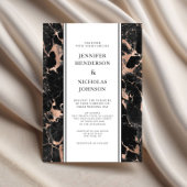 Elegant Roos Goud Zwart Marmeren Bruiloft Kaart