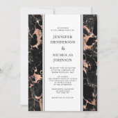 Elegant Roos Goud Zwart Marmeren Bruiloft Kaart (Voorkant)