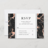Elegant Roos Goud Zwart Marmeren Huwelijk RSVP (Voorkant)