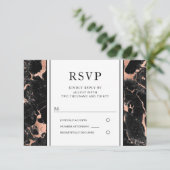 Elegant Roos Goud Zwart Marmeren Huwelijk RSVP (Staand voorkant)