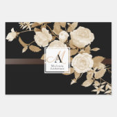 Elegant Roos Goud Zwart Monogram Inpakpapier Vel (Voorkant 2)