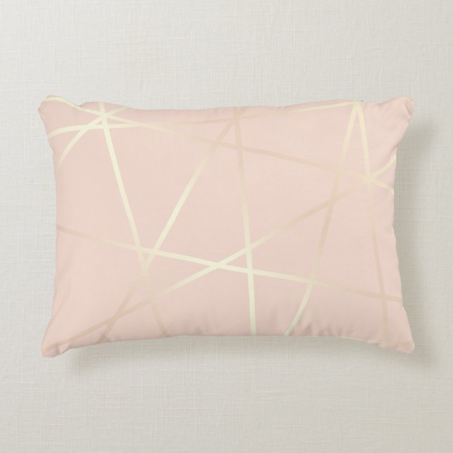 Elegant  roos goud & zwart roze geometrisch accent kussen (Voorkant)