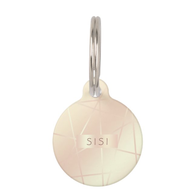 Elegant  roos goud & zwart roze geometrisch huisdierpenning (Voorkant)