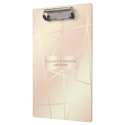 Elegant  roos goud & zwart roze geometrisch klembord (Links)