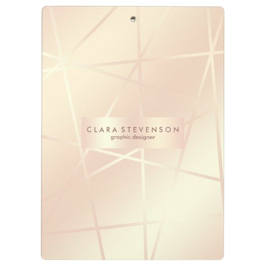 Elegant  roos goud & zwart roze geometrisch klembord (Achterkant)