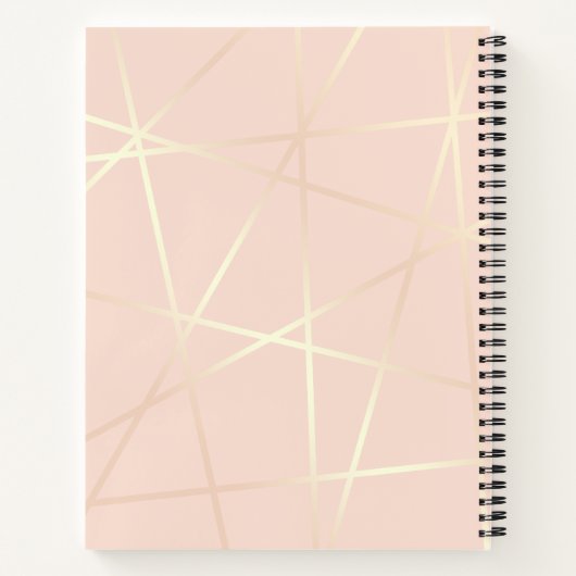 Elegant  roos goud & zwart roze geometrisch notitieboek (Achterkant)