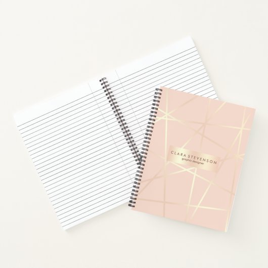 Elegant  roos goud & zwart roze geometrisch notitieboek (Binnen)