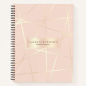 Elegant  roos goud & zwart roze geometrisch notitieboek (Voorkant)