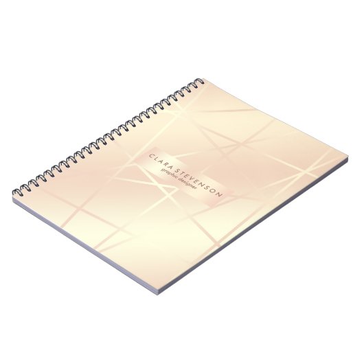Elegant  roos goud & zwart roze geometrisch notitieboek (Linkerzijde)