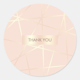 Elegant  roos goud & zwart roze geometrisch ronde sticker