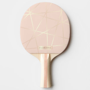 Elegant roos goud & zwart roze geometrisch tafeltennisbatje