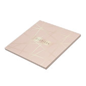 Elegant  roos goud & zwart roze geometrisch tegeltje (Zijkant)