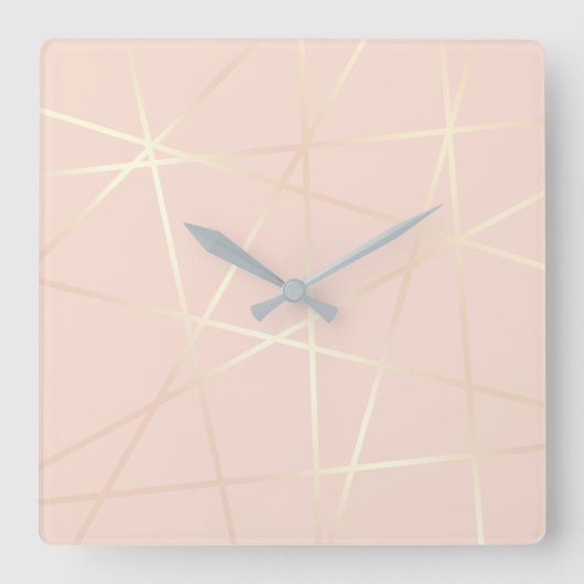 Elegant roos goud & zwart roze geometrisch vierkante klok (Voorkant)