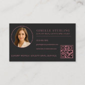 Elegant Roos Goud Zwart Vastgoedmakelaar QR Code Visitekaartje (Achterkant)