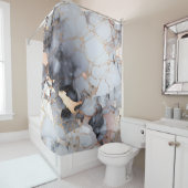 Elegant Roos Goud Zwart Wit Marmer Douchegordijn (In situ)