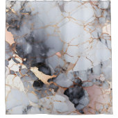 Elegant Roos Goud Zwart Wit Marmer Douchegordijn (Voorkant)