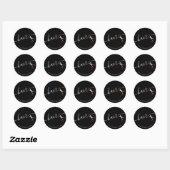 Elegant roos goud & zwarte schaar haarstylist ronde sticker (Vel)