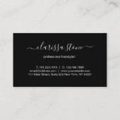 Elegant roos goud & zwarte schaar haarstylist visitekaartje (Achterkant)