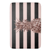 Elegant  roos goudananas & roze streep badmat (Voorkant Verticaal)