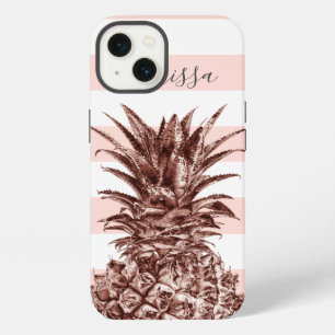 Elegant roos goudananas & roze streep iPhone 13 hoesje