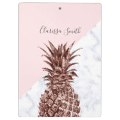 Elegant  roos goudananas witte marmer klembord (Achterkant)