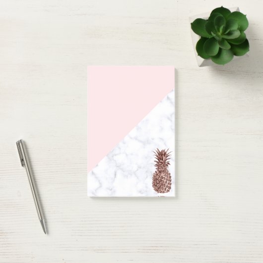 Elegant roos goudananas witte marmer post-it® notes (Kantoor)