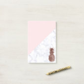 Elegant  roos goudananas witte marmer post-it® notes (Op bureau)