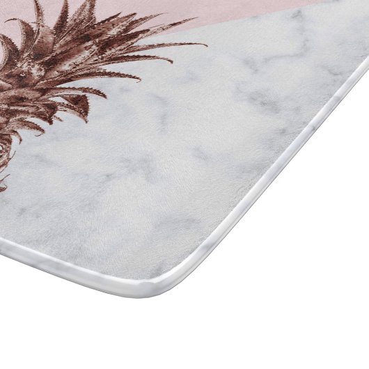 Elegant  roos goudananas witte marmer snijplank (Hoek)