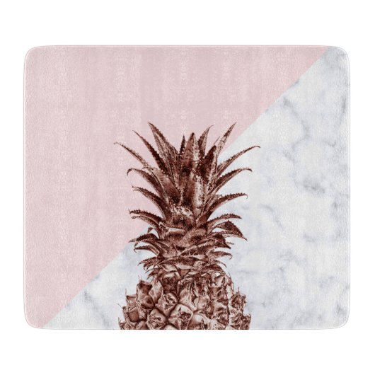 Elegant  roos goudananas witte marmer snijplank (Voorkant)