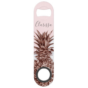 Elegant  roos goudananas witte marmer speed flessenopener