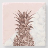 Elegant  roos goudananas witte marmer stenen onderzetter (Voorkant)